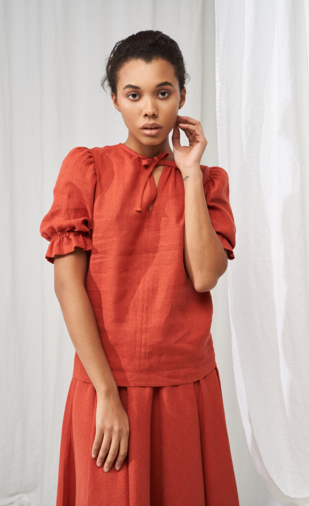 Haut En Lin French Connection - Couleur Terracotta - Taille L - Neuf Sans étiquettes